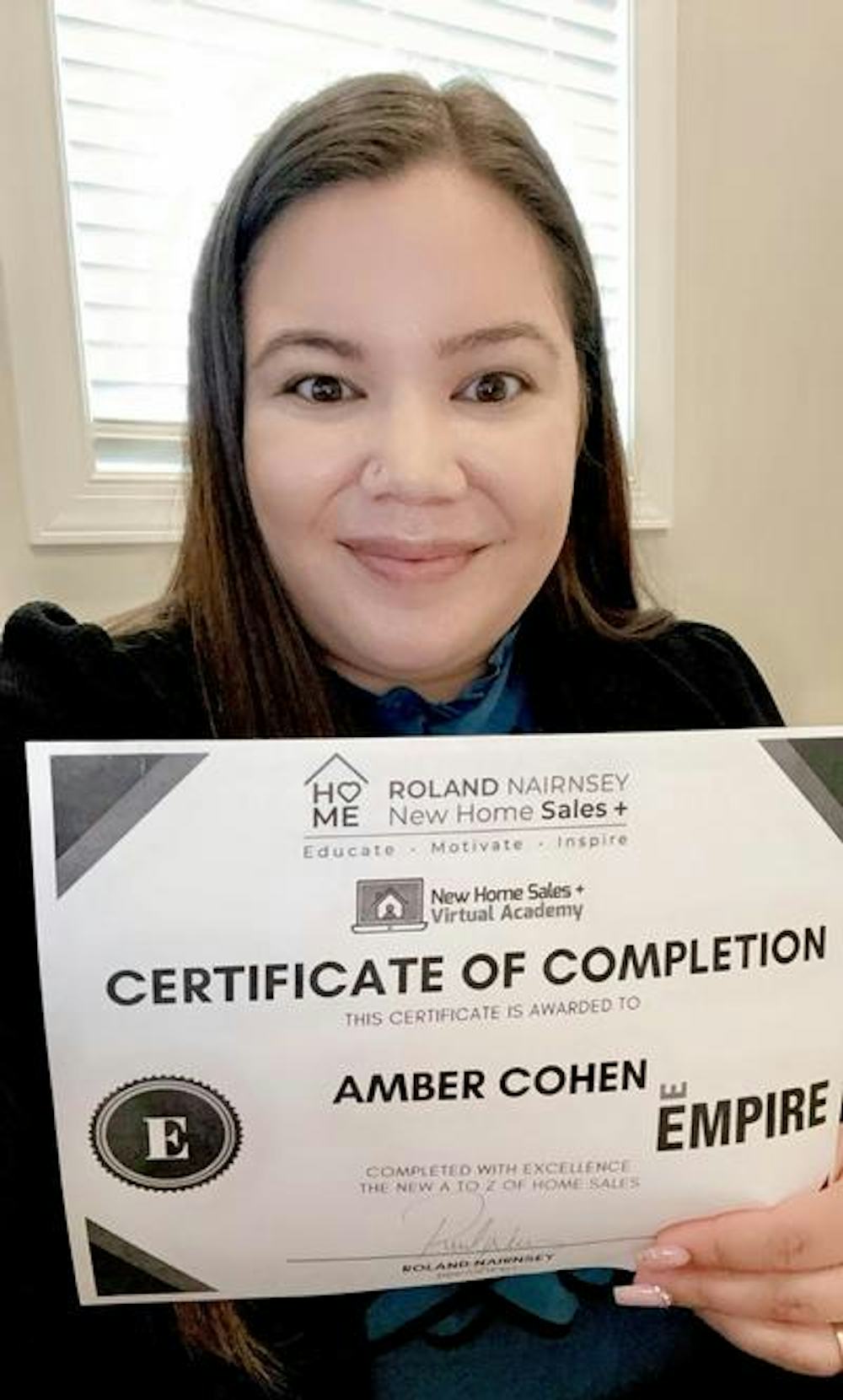 Amber Cohen Graduate of 2024 New Home Sales Plus Virtual Academy 2024